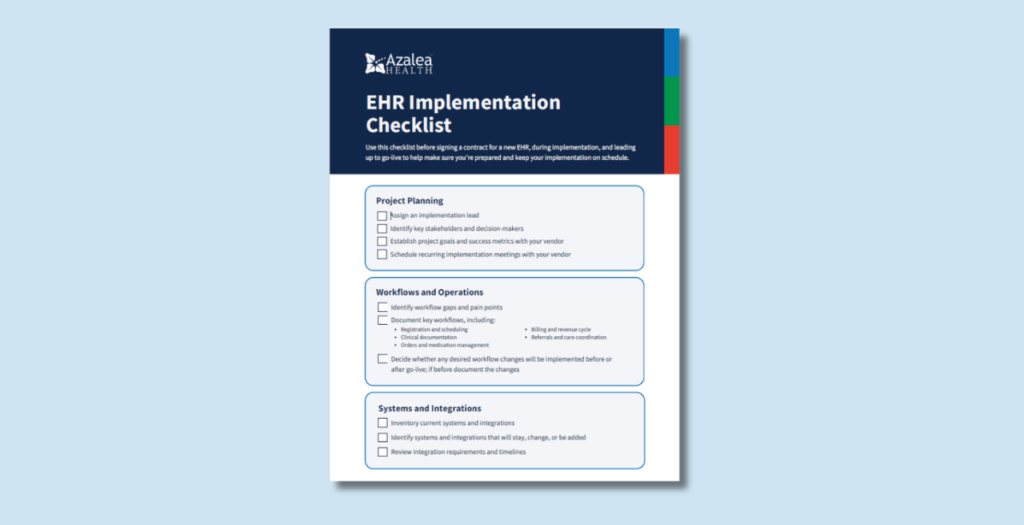 Image of front page of EHR Implementation Checklist