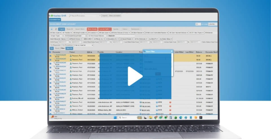 Thumbnail of video on how easy split billing medical claims is in Azalea EHR
