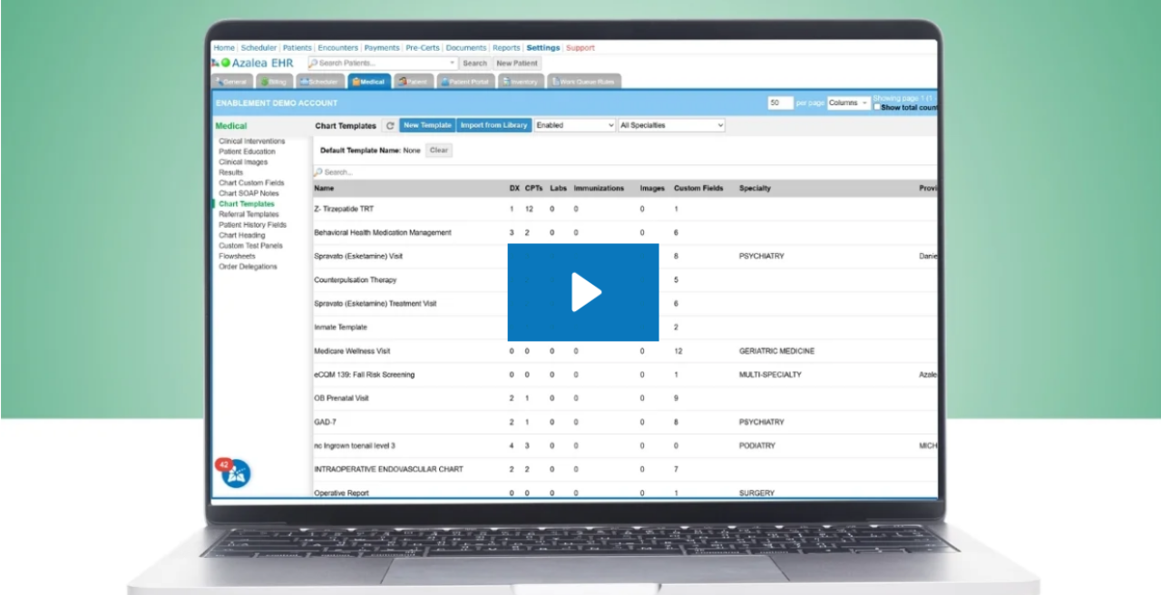 Creating Customized Chart Templates in the Azalea Ambulatory EHR