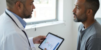 Provider using best ehr for rural providers while talking to patient.